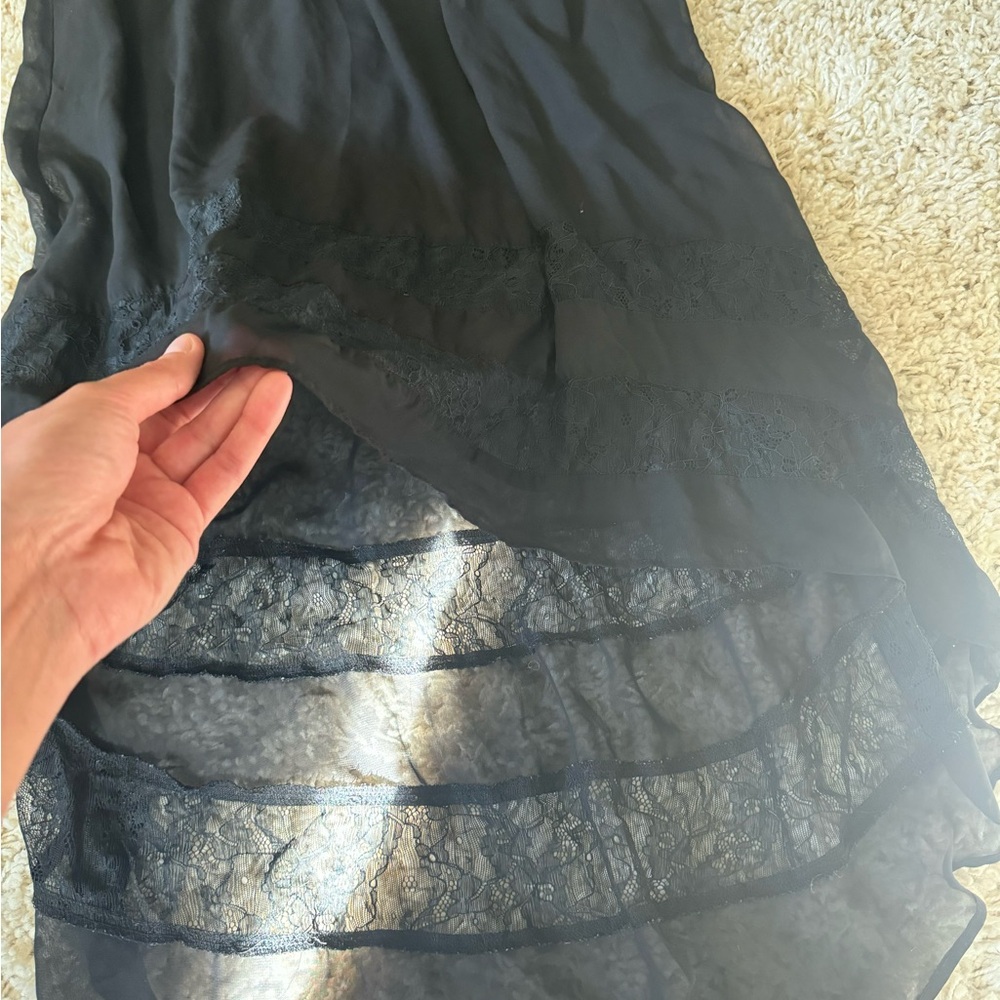 Vintage vanity, 2000s Y2K high low maxi, black bohemian boho indie skirt - Picture 2 of 5